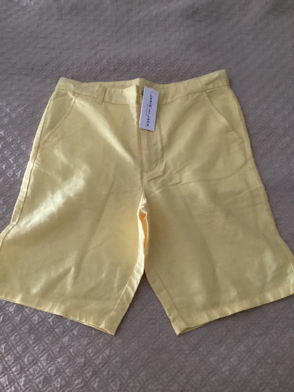 Janie and Jack boys size 18 nwt cotton linen blend yellow shorts